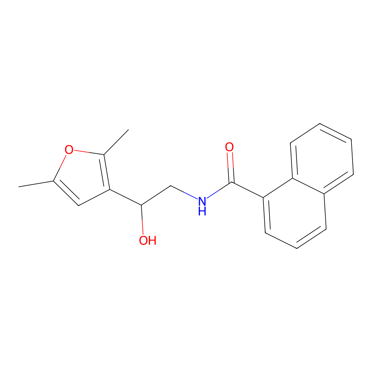 N-[2-(2,5-dimethylfuran-3-yl)-2-hydroxyethyl]naphthalene-1-carboxamide molecular structure, CAS 2320959-59-7