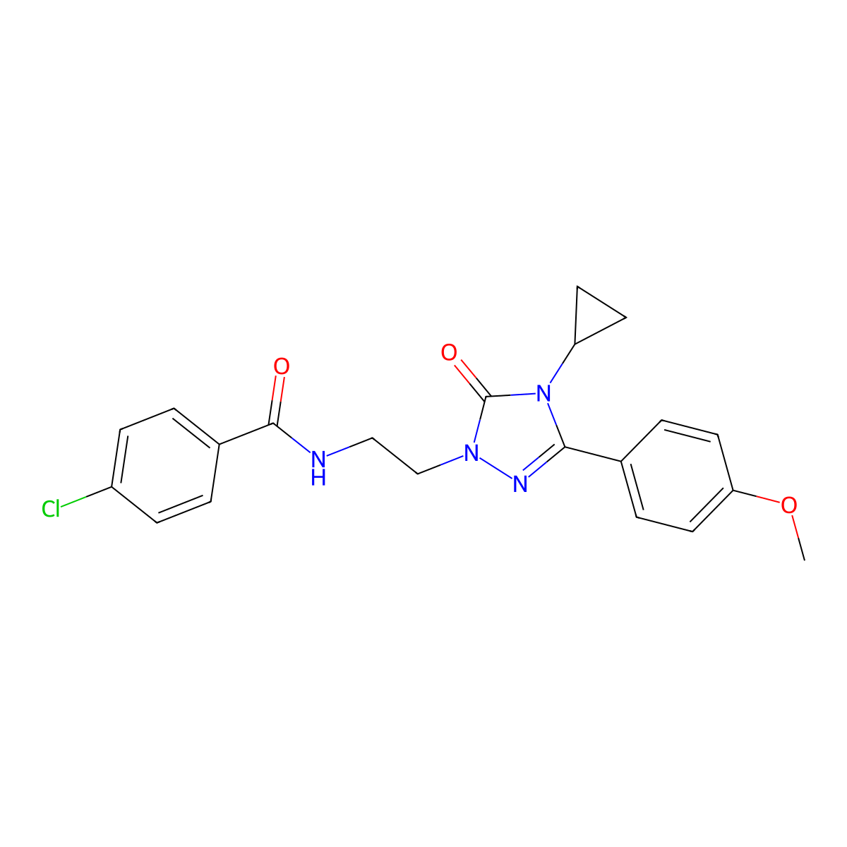 4-chloro-N-{2-[4-cyclopropyl-3-(4-methoxyphenyl)-5-oxo-4,5-dihydro-1H-1,2,4-triazol-1-yl]ethyl}benzamide molecular structure, CAS 2320959-64-4