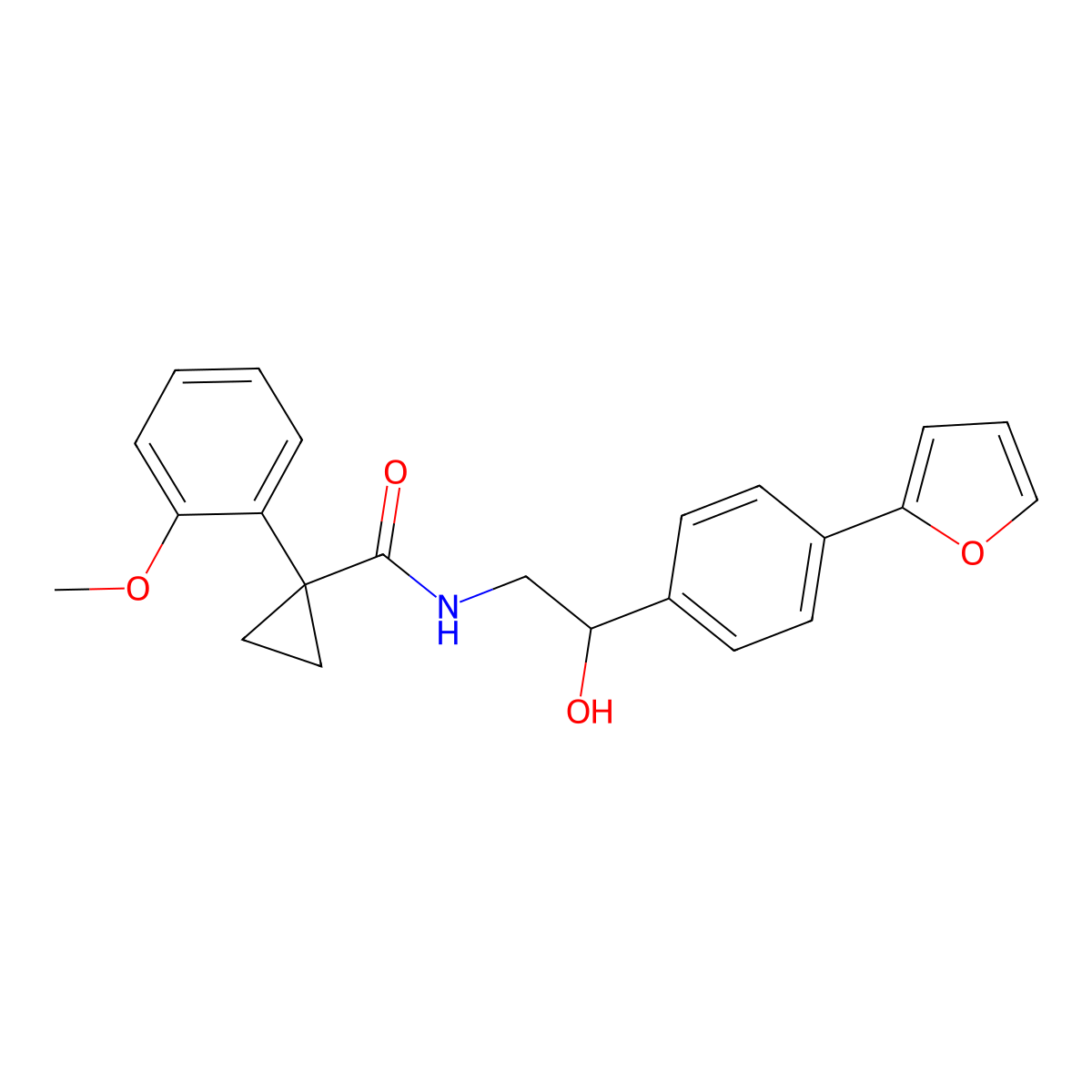 N-(2-(4-(furan-2-yl)phenyl)-2-hydroxyethyl)-1-(2-methoxyphenyl)cyclopropane-1-carboxamide molecular structure, CAS 2320959-93-9