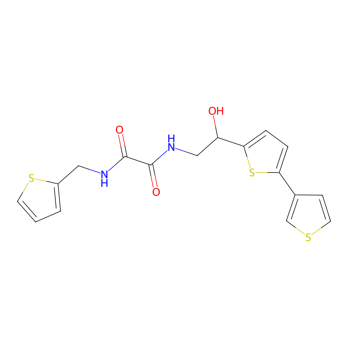N-(2-{[2,3'-bithiophene]-5-yl}-2-hydroxyethyl)-N'-[(thiophen-2-yl)methyl]ethanediamide molecular structure, CAS 2320960-18-5
