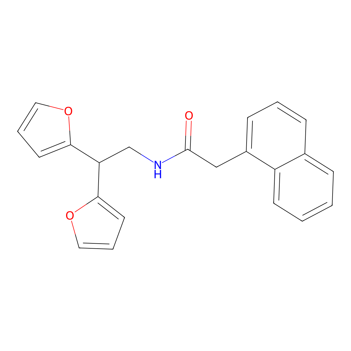N-[2,2-bis(furan-2-yl)ethyl]-2-(naphthalen-1-yl)acetamide molecular structure, CAS 2320960-30-1