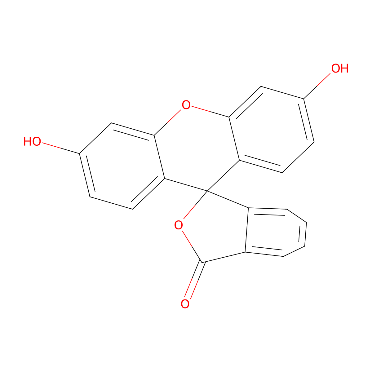 3',6'-Dihydroxy-3H-spiro[isobenzofuran-1,9'-xanthen]-3-one , Fluorescein molecular structure, CAS 2321-07-5