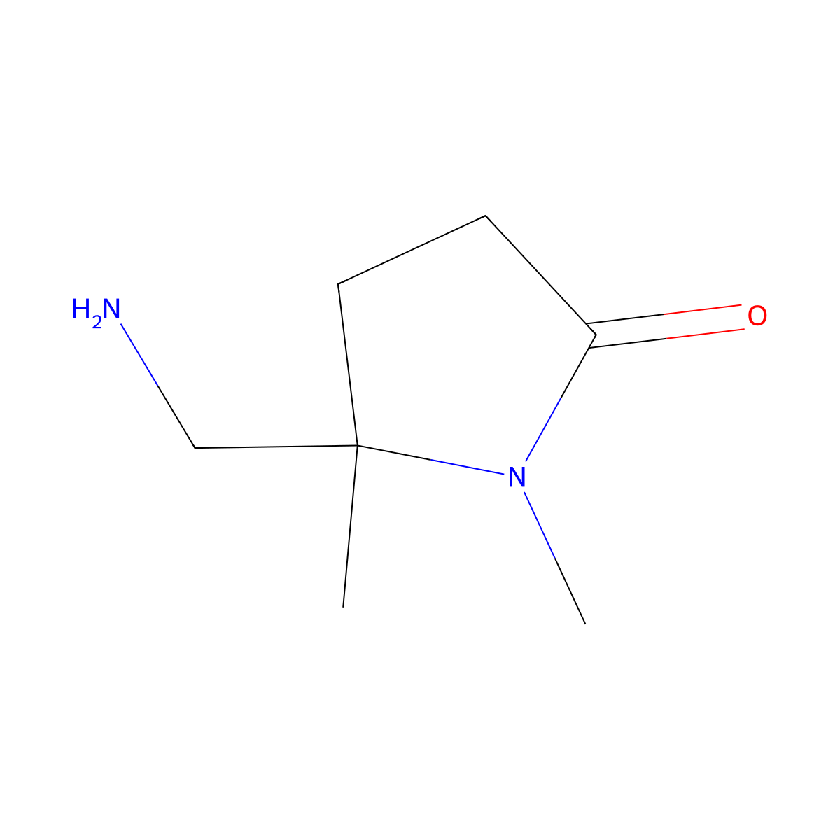 5-(Aminomethyl)-1,5-dimethylpyrrolidin-2-one molecular structure, CAS 23210-27-7