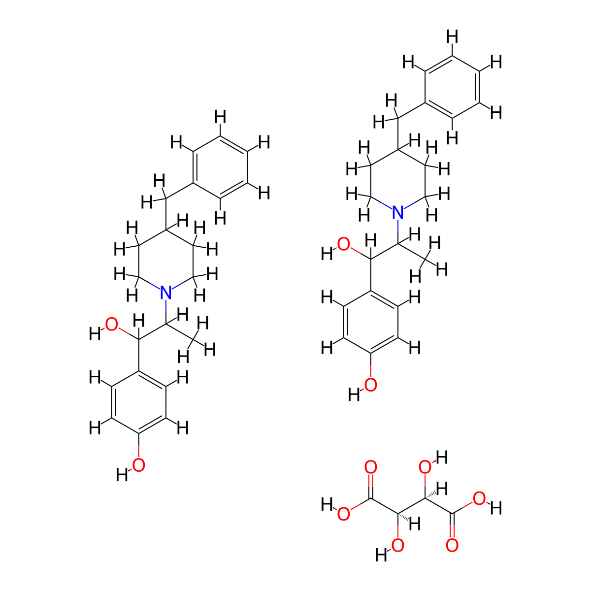 Ifenprodil Tartrate molecular structure, CAS 23210-58-4