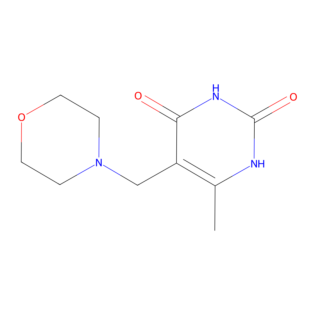 6-Methyl-5-(morpholin-4-ylmethyl)pyrimidine-2,4-diol molecular structure, CAS 23213-33-4