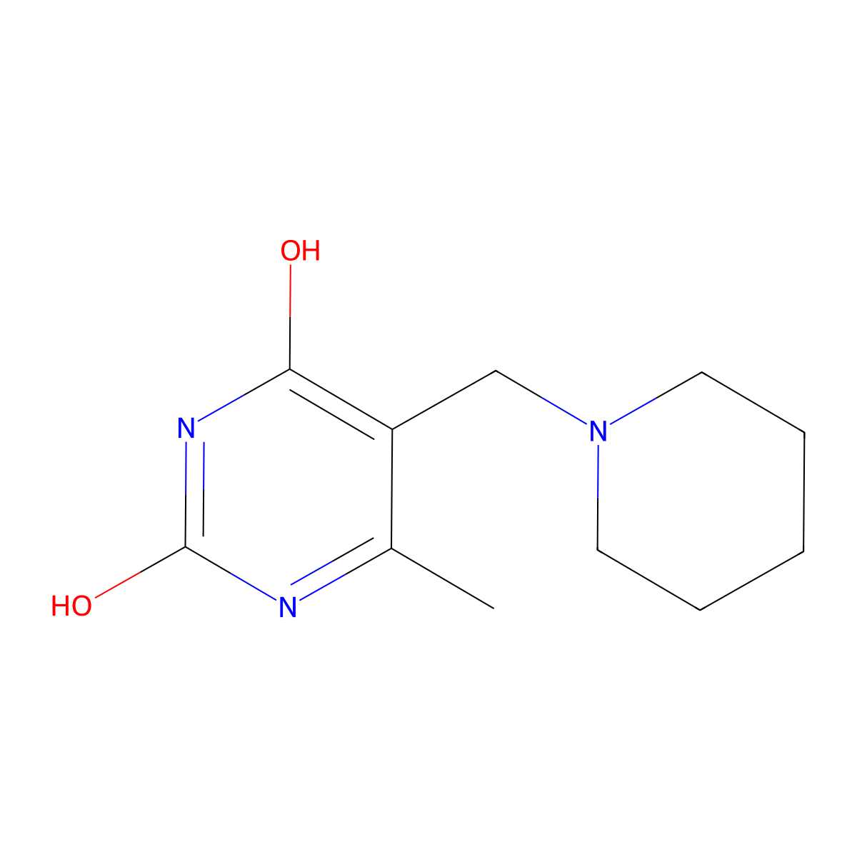 6-Methyl-5-(1-piperidinylmethyl)-2,4-pyrimidinediol molecular structure, CAS 23213-34-5
