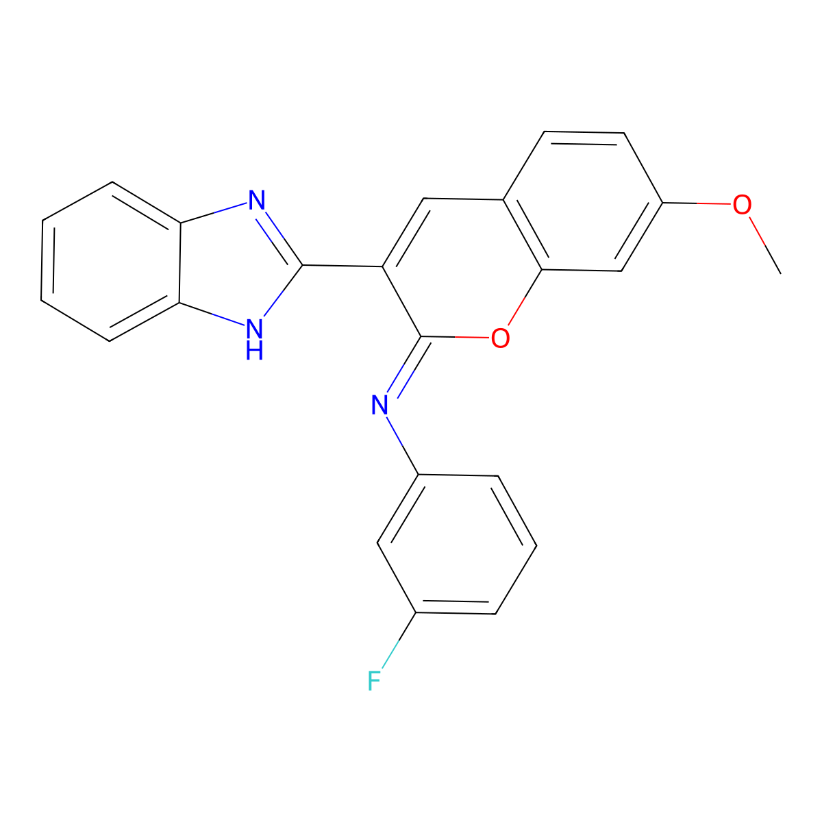 (2Z)-3-(1H-1,3-benzodiazol-2-yl)-N-(3-fluorophenyl)-7-methoxy-2H-chromen-2-imine molecular structure, CAS 2321338-20-7