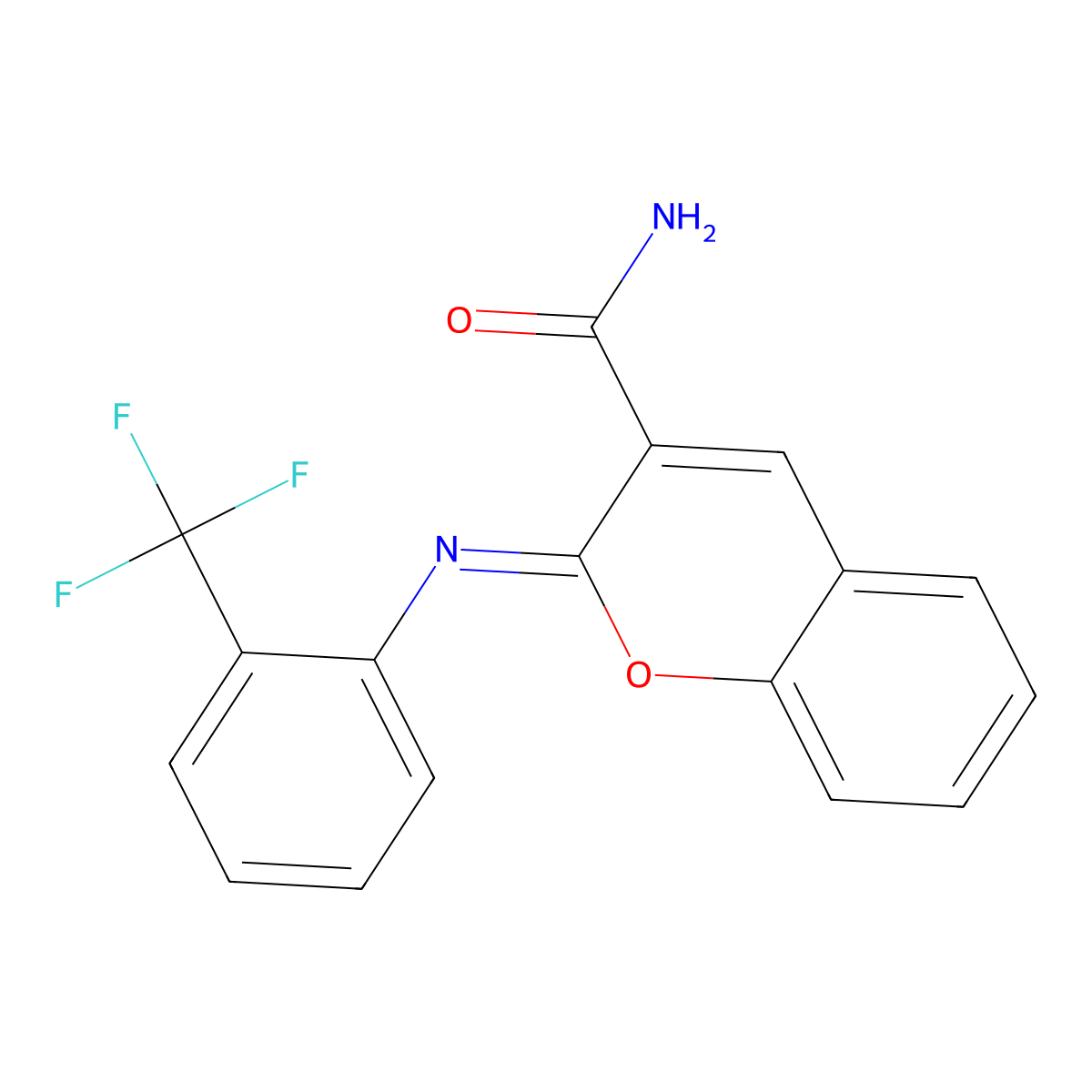 (2Z)-2-{[2-(trifluoromethyl)phenyl]imino}-2H-chromene-3-carboxamide molecular structure, CAS 2321343-50-2