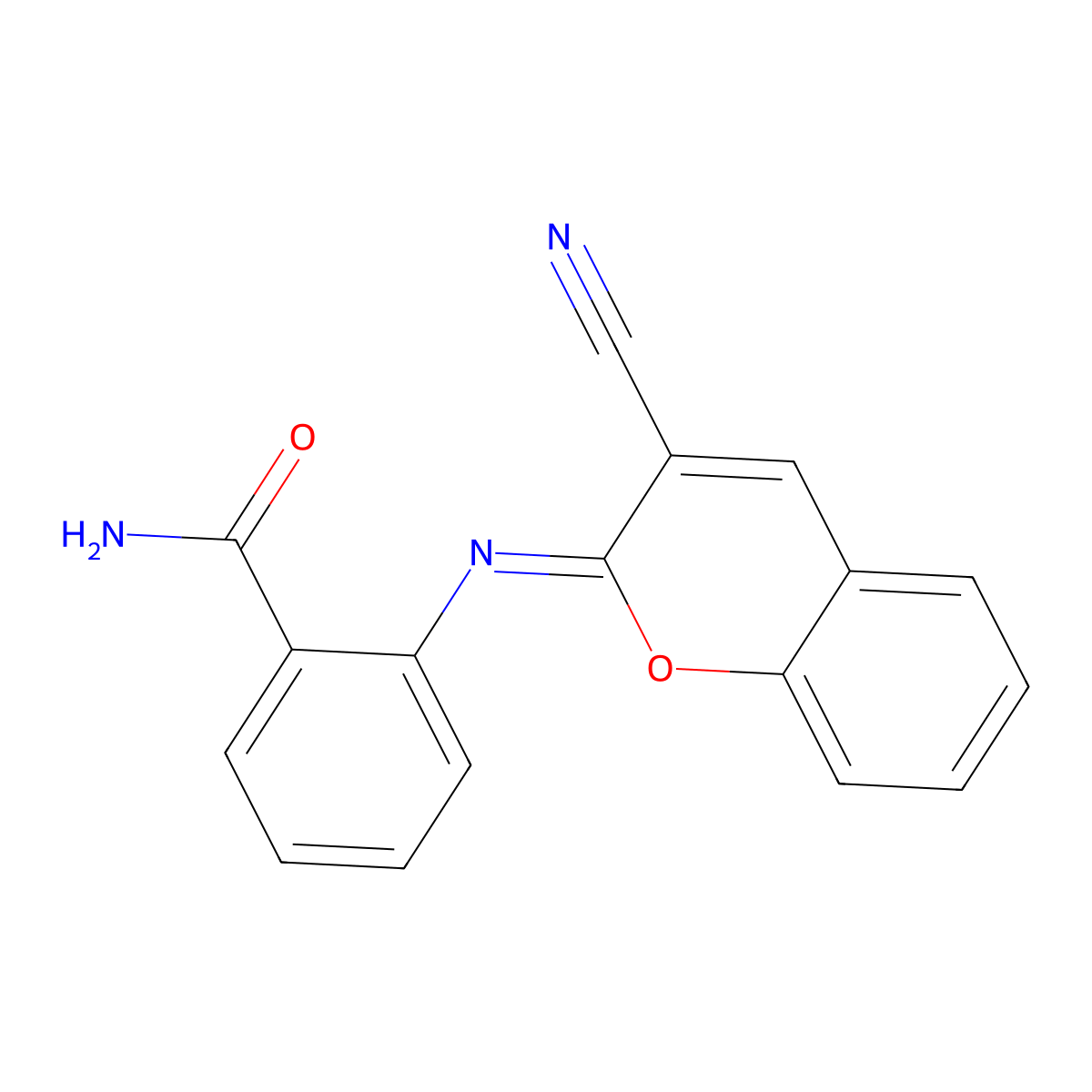 2-{[(2Z)-3-cyano-2H-chromen-2-ylidene]amino}benzamide molecular structure, CAS 2321352-36-5