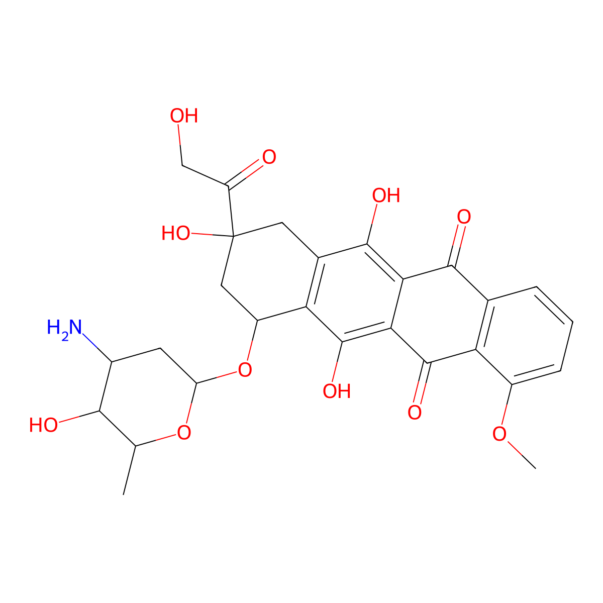 Doxorubicin molecular structure, CAS 23214-92-8