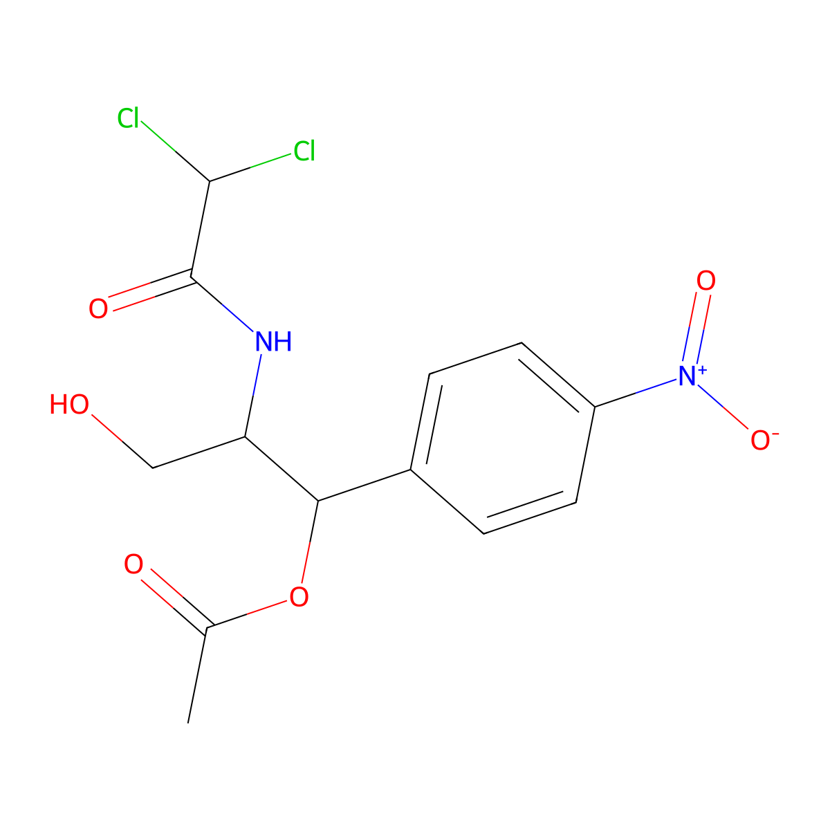 N-((1R,2R)-2-(Acetyloxy)-1-(hydroxymethyl)-2-(4-nitrophenyl)ethyl)-2,2-dichloroacetamide molecular structure, CAS 23214-93-9