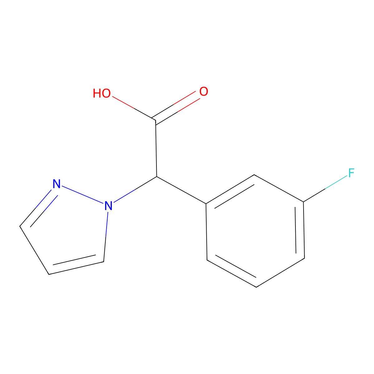 2-(3-fluorophenyl)-2-(1H-pyrazol-1-yl)acetic acid molecular structure, CAS 2321443-38-1