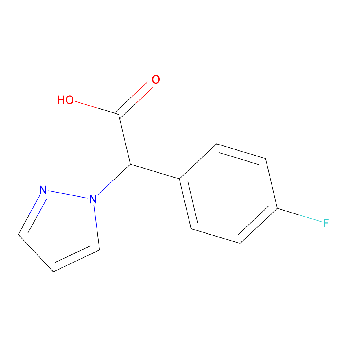 2-(4-fluorophenyl)-2-(1H-pyrazol-1-yl)acetic acid molecular structure, CAS 2321443-39-2