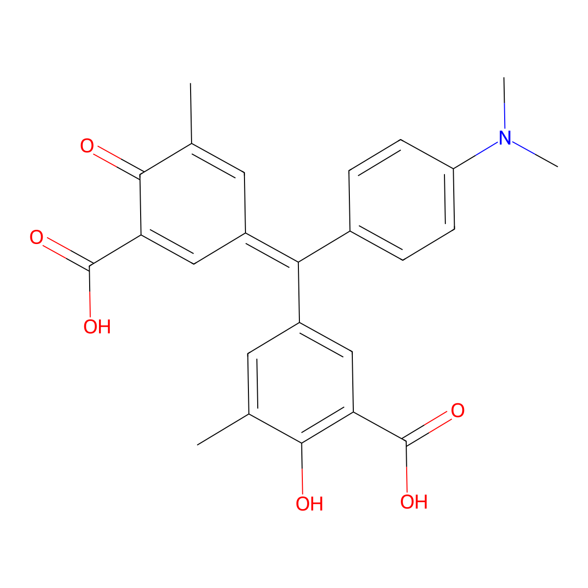 5-[(3-Carboxy-5-methyl-4-oxo-2,5-cyclohexadien-1-ylidene)[4-(dimethylamino)phenyl]methyl]-2-hydroxy-3-methylbenzoic acid molecular structure, CAS 23216-52-6
