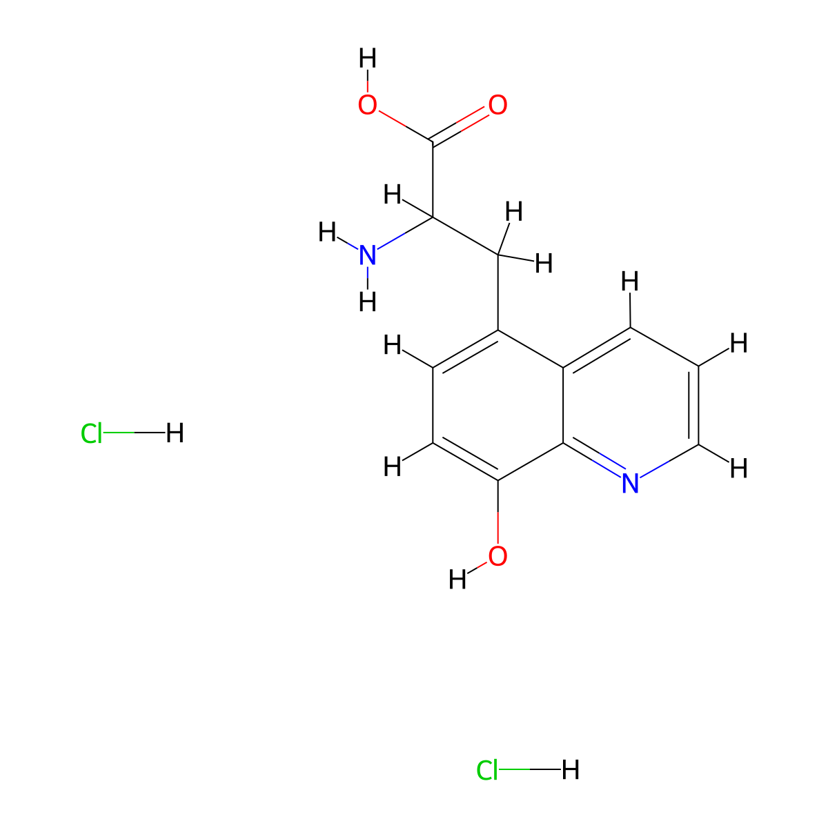 2-Amino-3-(8-hydroxyquinolin-5-yl)propanoic acid dihydrochloride molecular structure, CAS 23218-76-0