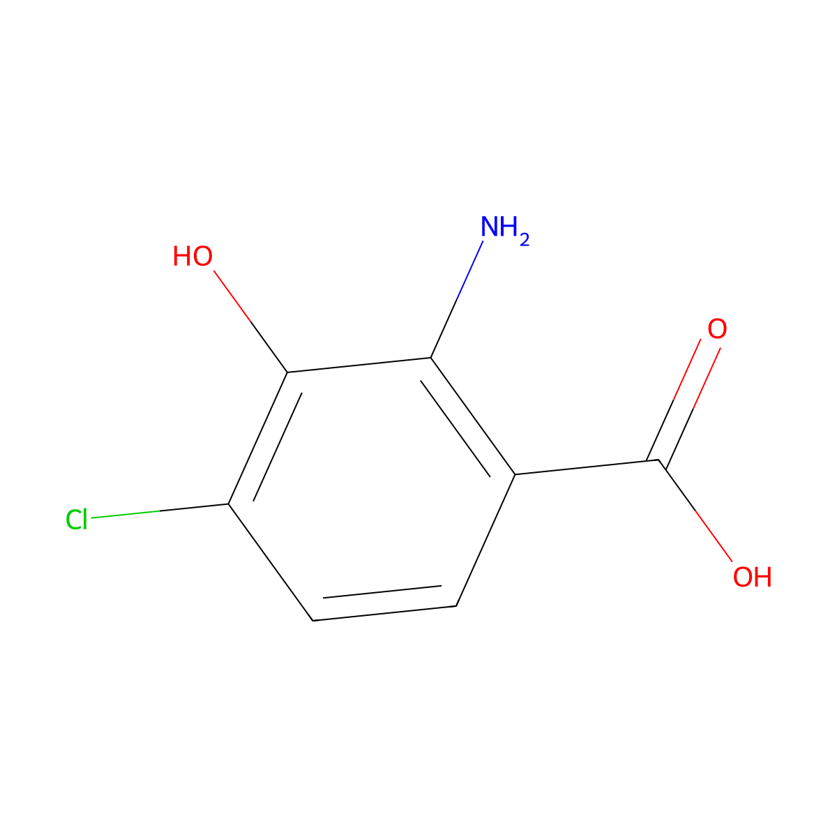 4-Chloro-3-hydroxyanthranilic acid molecular structure, CAS 23219-33-2