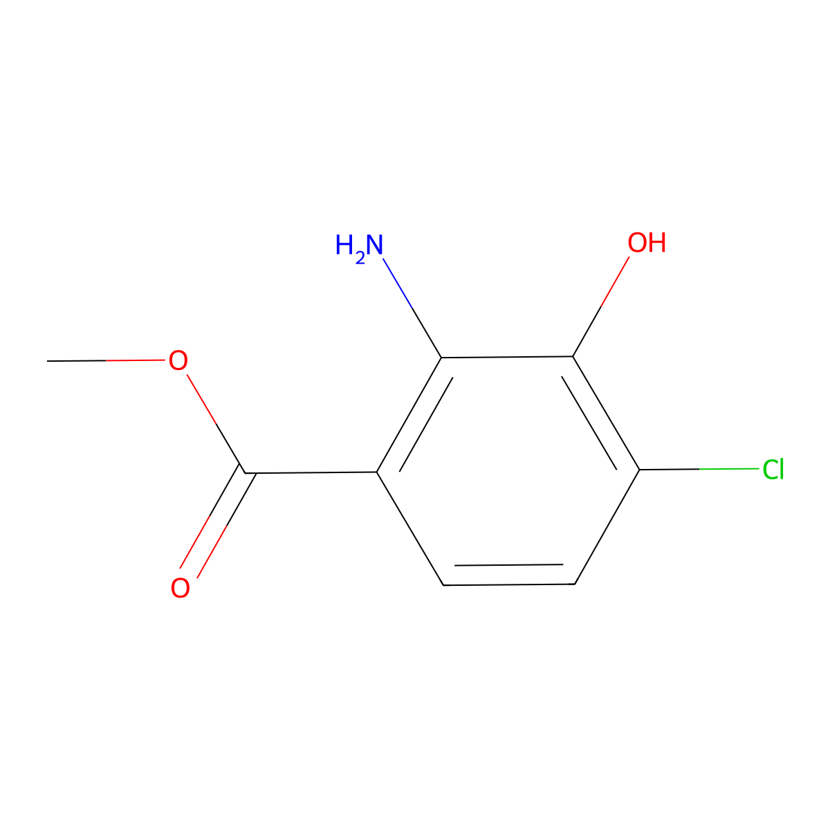 Methyl 2-amino-4-chloro-3-hydroxybenzoate molecular structure, CAS 23219-35-4