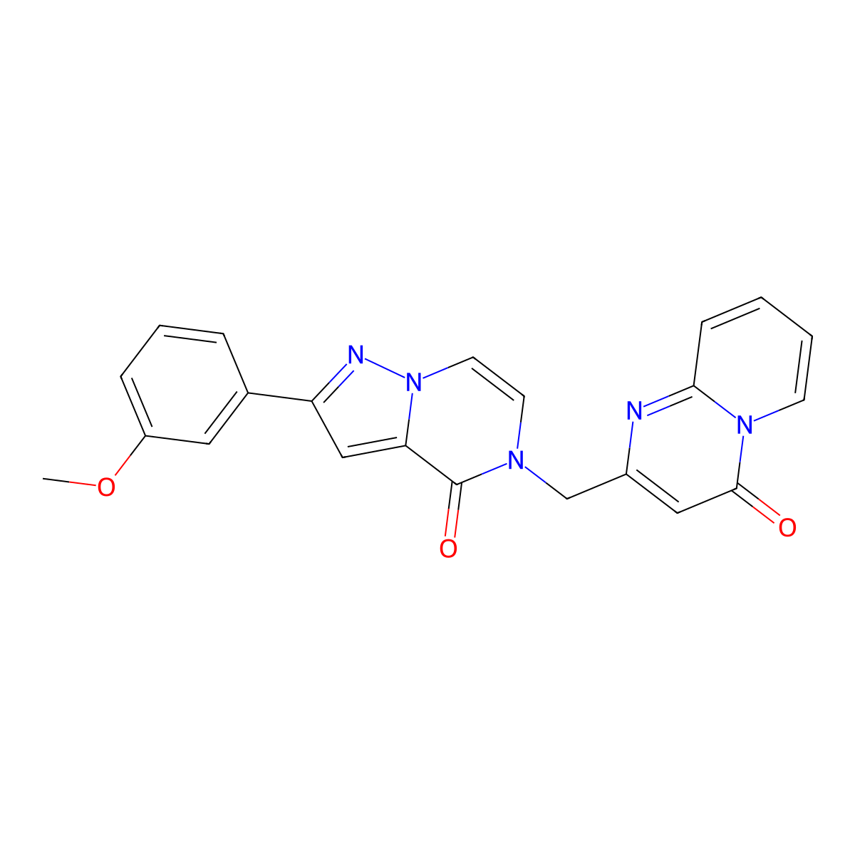 2-(3-methoxyphenyl)-5-({4-oxo-4H-pyrido[1,2-a]pyrimidin-2-yl}methyl)-4H,5H-pyrazolo[1,5-a]pyrazin-4-one molecular structure, CAS 2321900-38-1