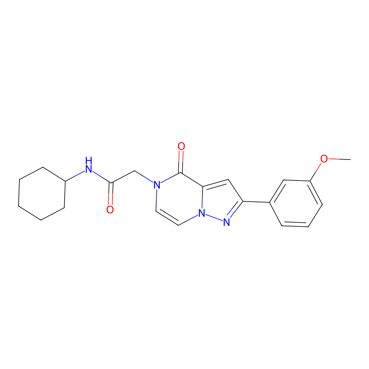 N-cyclohexyl-2-[2-(3-methoxyphenyl)-4-oxo-4H,5H-pyrazolo[1,5-a]pyrazin-5-yl]acetamide molecular structure, CAS 2321917-41-1
