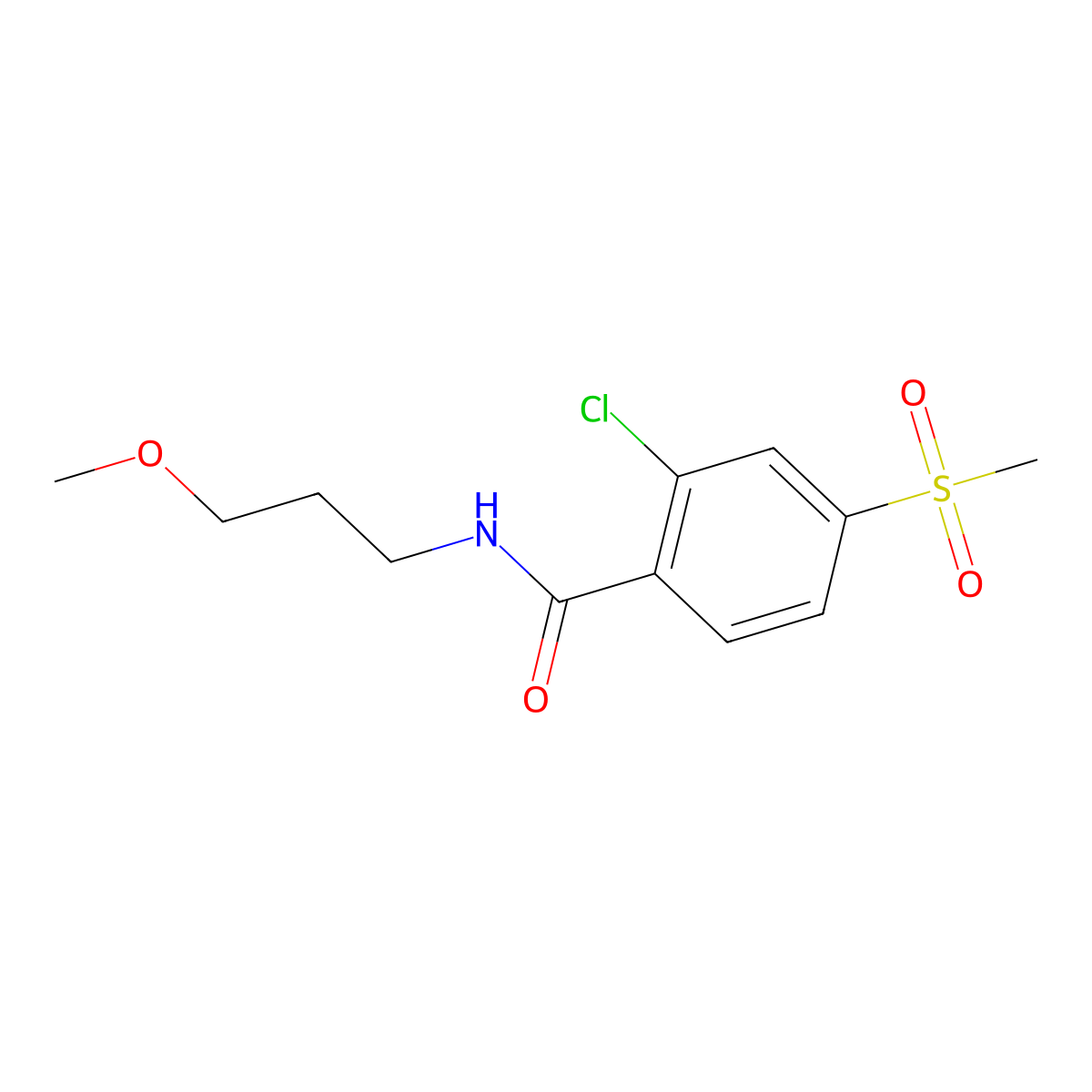 2-Chloro-N-(3-methoxypropyl)-4-(methylsulfonyl)benzamide molecular structure, CAS 2321975-75-9