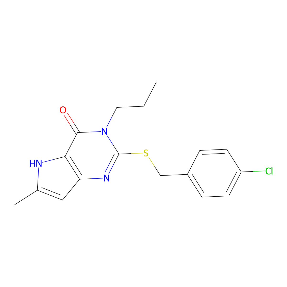 2-{[(4-chlorophenyl)methyl]sulfanyl}-6-methyl-3-propyl-3H,4H,5H-pyrrolo[3,2-d]pyrimidin-4-one molecular structure, CAS 2321992-78-1