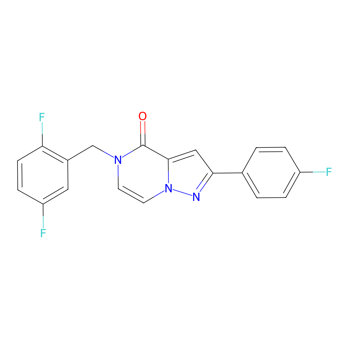 5-[(2,5-difluorophenyl)methyl]-2-(4-fluorophenyl)-4H,5H-pyrazolo[1,5-a]pyrazin-4-one molecular structure, CAS 2321993-72-8