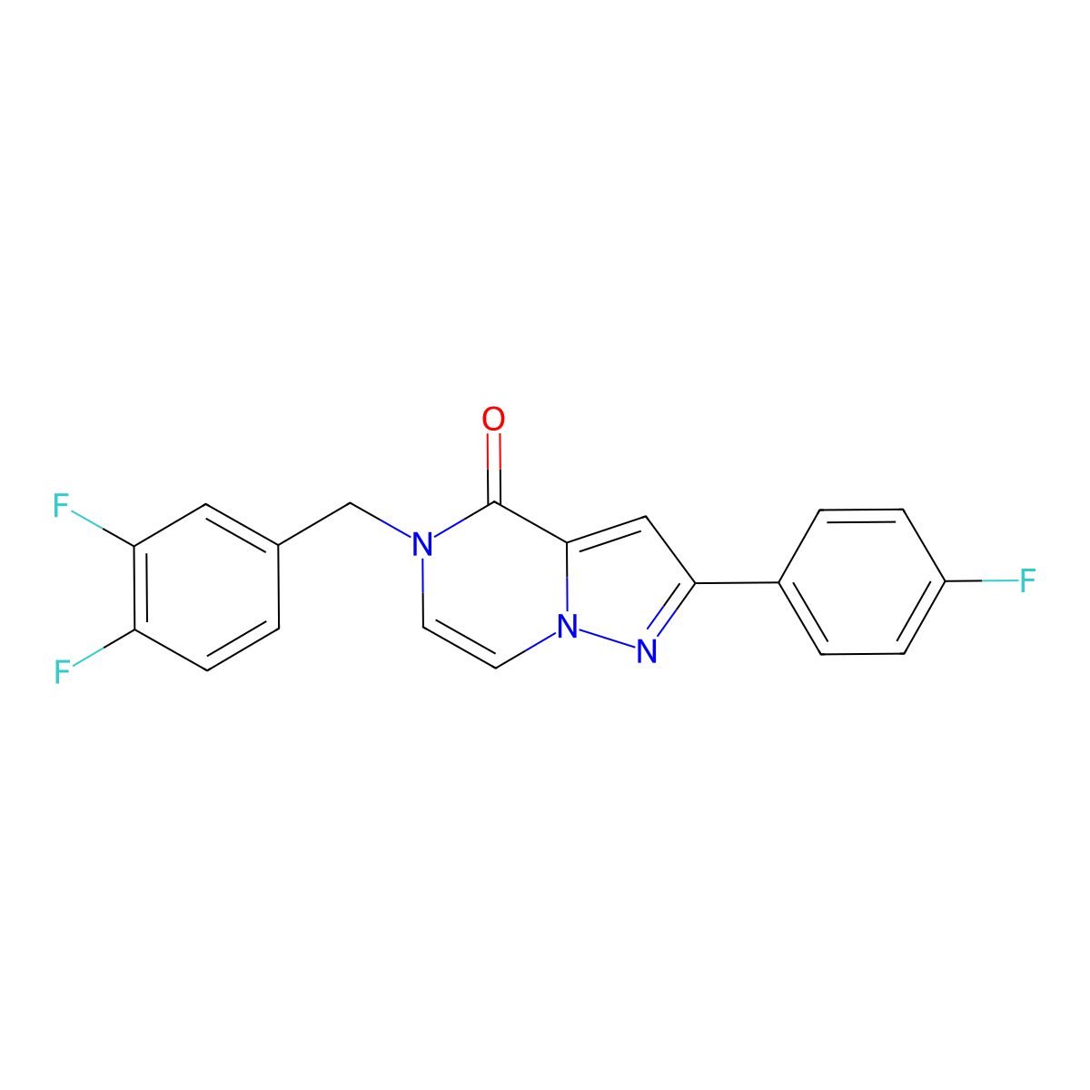 5-[(3,4-difluorophenyl)methyl]-2-(4-fluorophenyl)-4H,5H-pyrazolo[1,5-a]pyrazin-4-one molecular structure, CAS 2321993-73-9