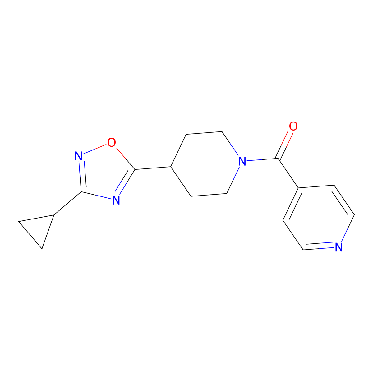 4-[4-(3-Cyclopropyl-1,2,4-oxadiazol-5-yl)piperidine-1-carbonyl]pyridine molecular structure, CAS 2321996-75-0