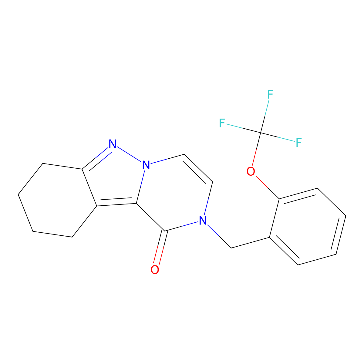 2-{[2-(trifluoromethoxy)phenyl]methyl}-1H,2H,7H,8H,9H,10H-pyrazino[1,2-b]indazol-1-one molecular structure, CAS 2322018-82-4