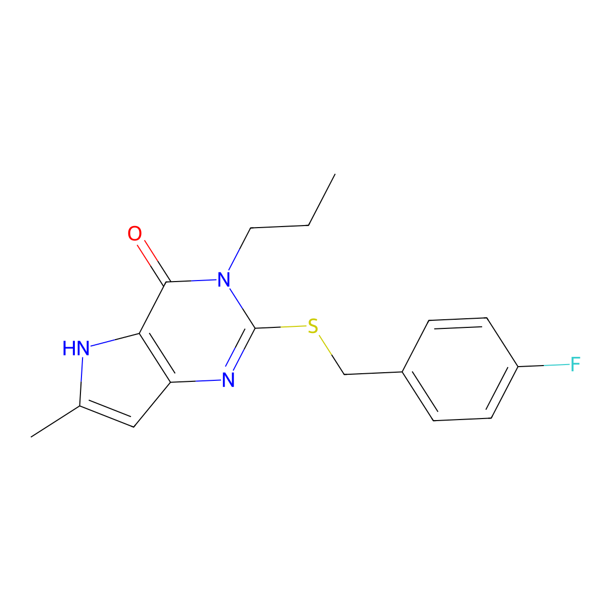 2-{[(4-fluorophenyl)methyl]sulfanyl}-6-methyl-3-propyl-3H,4H,5H-pyrrolo[3,2-d]pyrimidin-4-one molecular structure, CAS 2322020-70-0