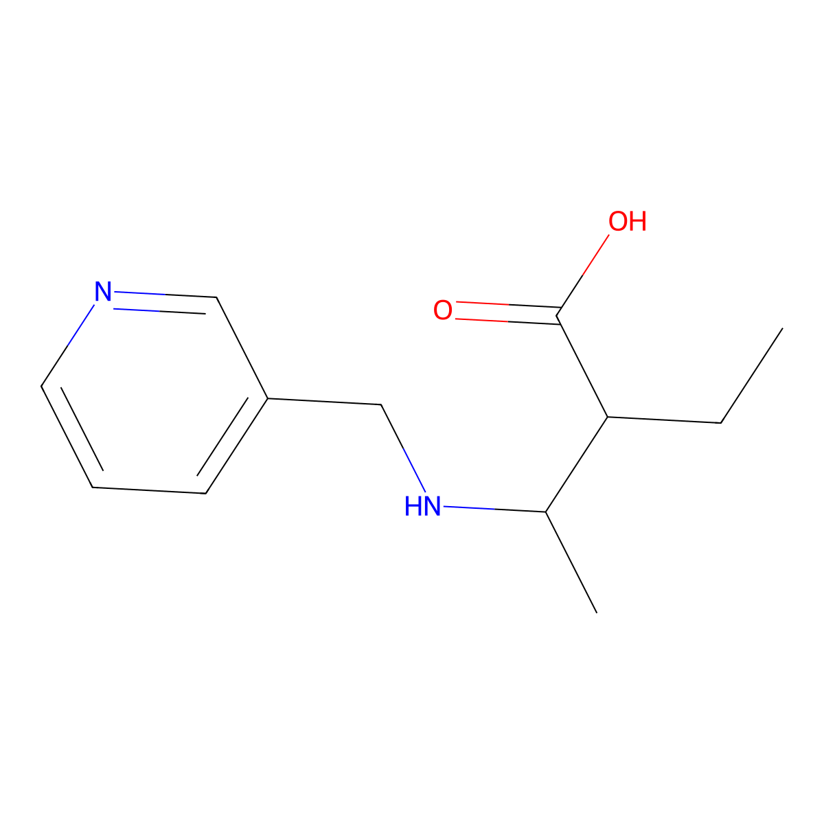 2-Ethyl-3-{[(pyridin-3-yl)methyl]amino}butanoic acid molecular structure, CAS 2322032-04-0