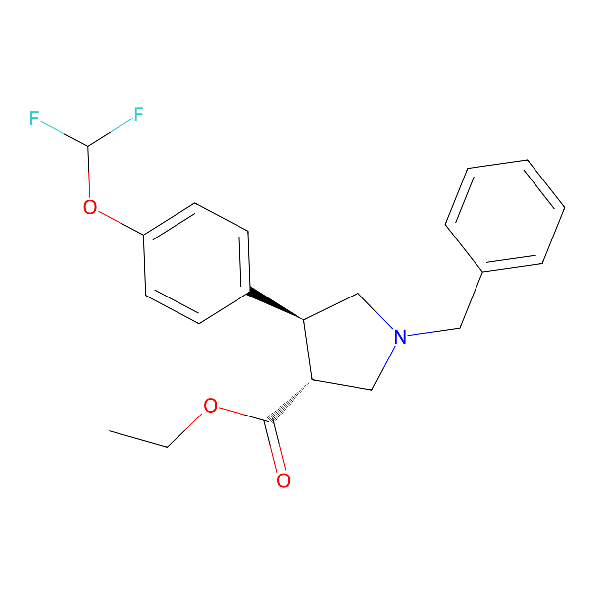 Trans-ethyl-1-benzyl-4-(4-(difluoromethoxy)phenyl)pyrrolidine-3-carboxylate molecular structure, CAS 2322032-23-3