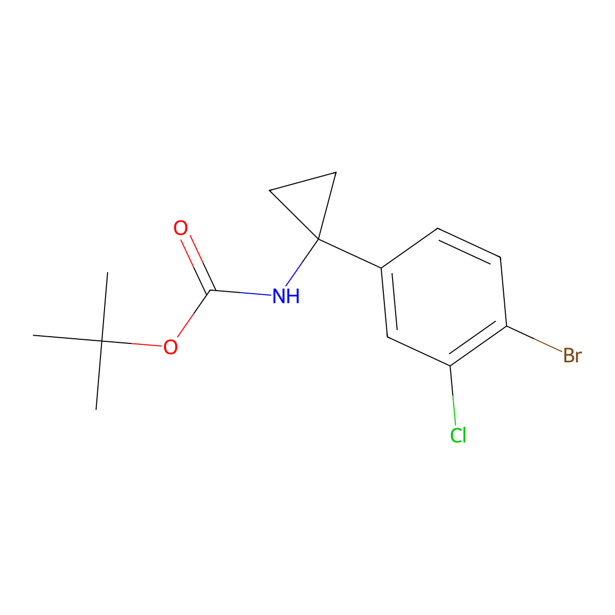 tert-butyl N-[1-(4-bromo-3-chlorophenyl)cyclopropyl]carbamate molecular structure, CAS 2322043-50-3