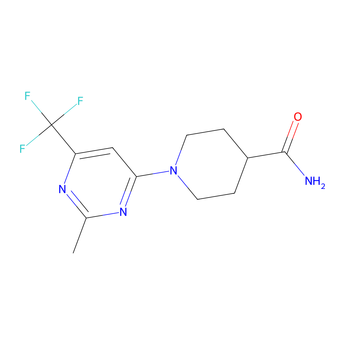 1-[2-Methyl-6-(trifluoromethyl)pyrimidin-4-yl]piperidine-4-carboxamide molecular structure, CAS 2322044-07-3