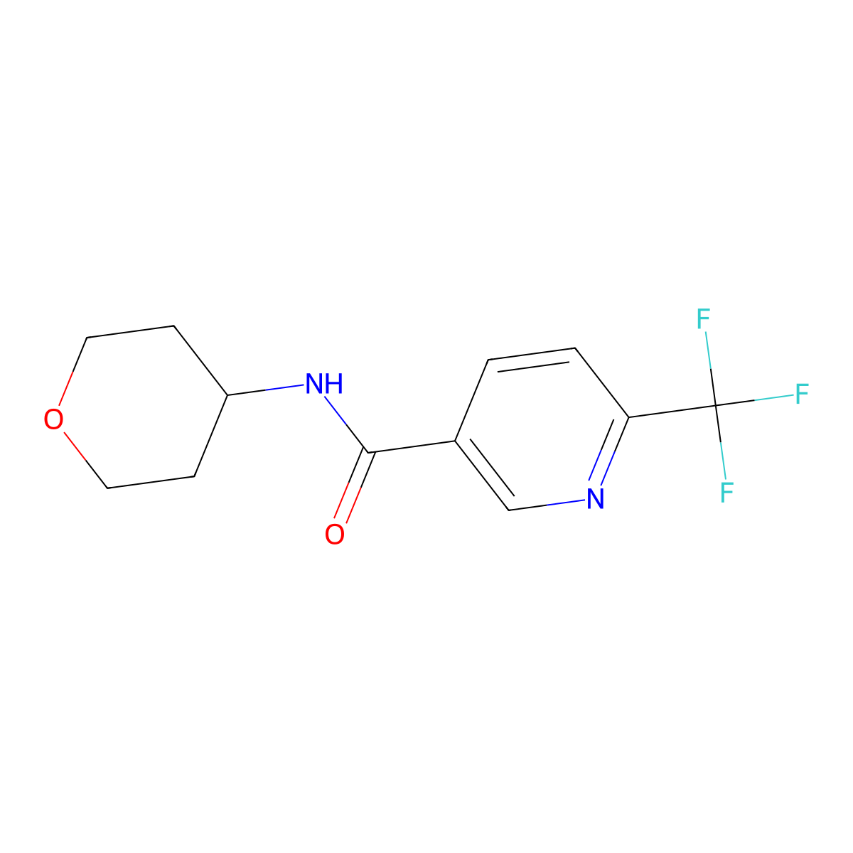 N-(Tetrahydro-2H-pyran-4-yl)-6-(trifluoromethyl)-3-pyridinecarboxamide molecular structure, CAS 2322044-76-6