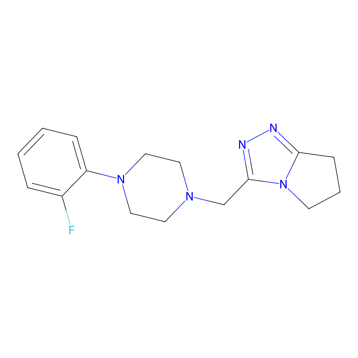 1-(2-fluorophenyl)-4-({5H,6H,7H-pyrrolo[2,1-c][1,2,4]triazol-3-yl}methyl)piperazine molecular structure, CAS 2322065-20-1