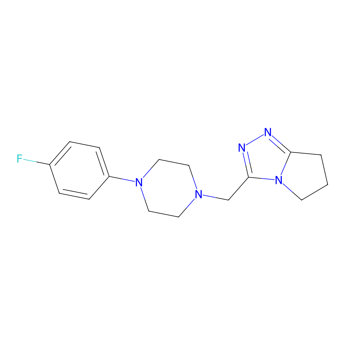 1-(4-fluorophenyl)-4-({5H,6H,7H-pyrrolo[2,1-c][1,2,4]triazol-3-yl}methyl)piperazine molecular structure, CAS 2322065-22-3