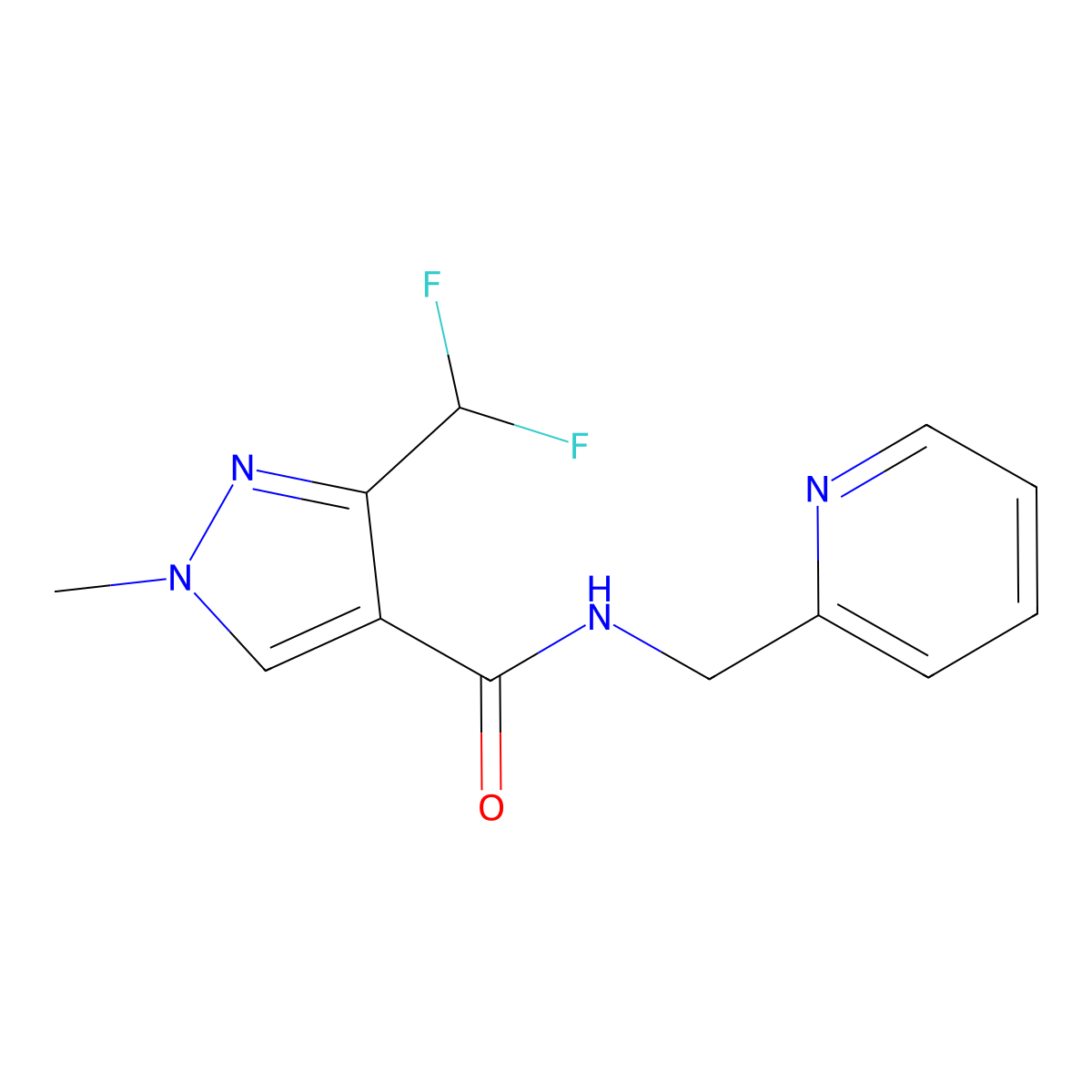 3-(difluoromethyl)-1-methyl-N-[(pyridin-2-yl)methyl]-1H-pyrazole-4-carboxamide molecular structure, CAS 2322065-29-0
