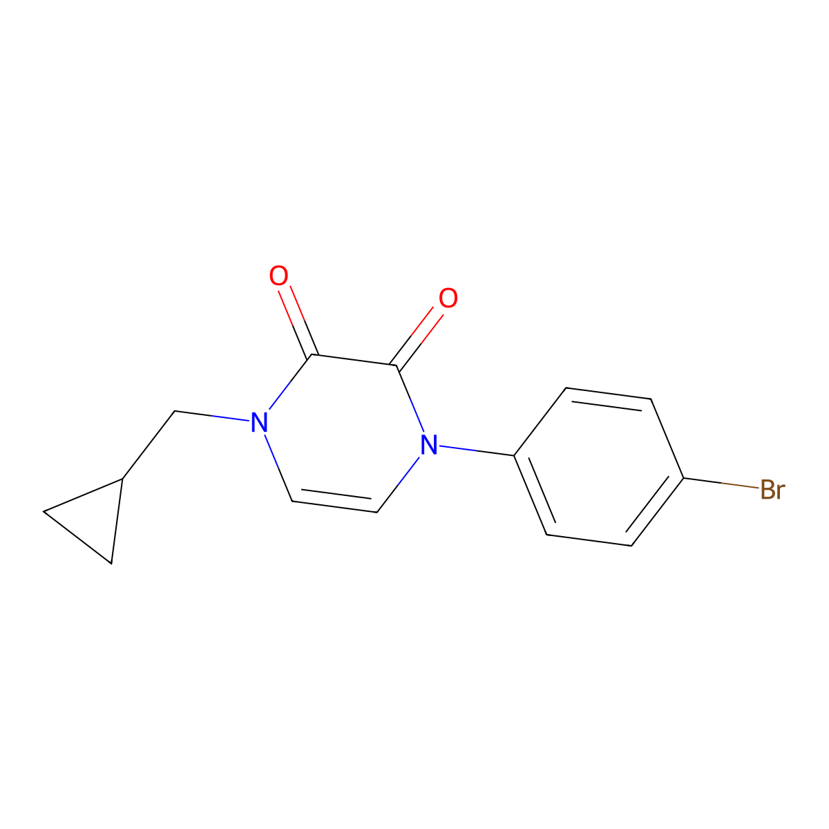 1-(4-Bromophenyl)-4-(cyclopropylmethyl)-1,2,3,4-tetrahydropyrazine-2,3-dione molecular structure, CAS 2322067-54-7