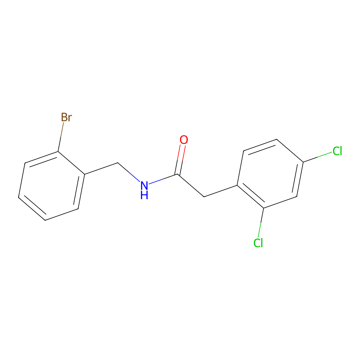 N-[(2-Bromophenyl)methyl]-2,4-dichlorobenzeneacetamide molecular structure, CAS 2322070-31-3