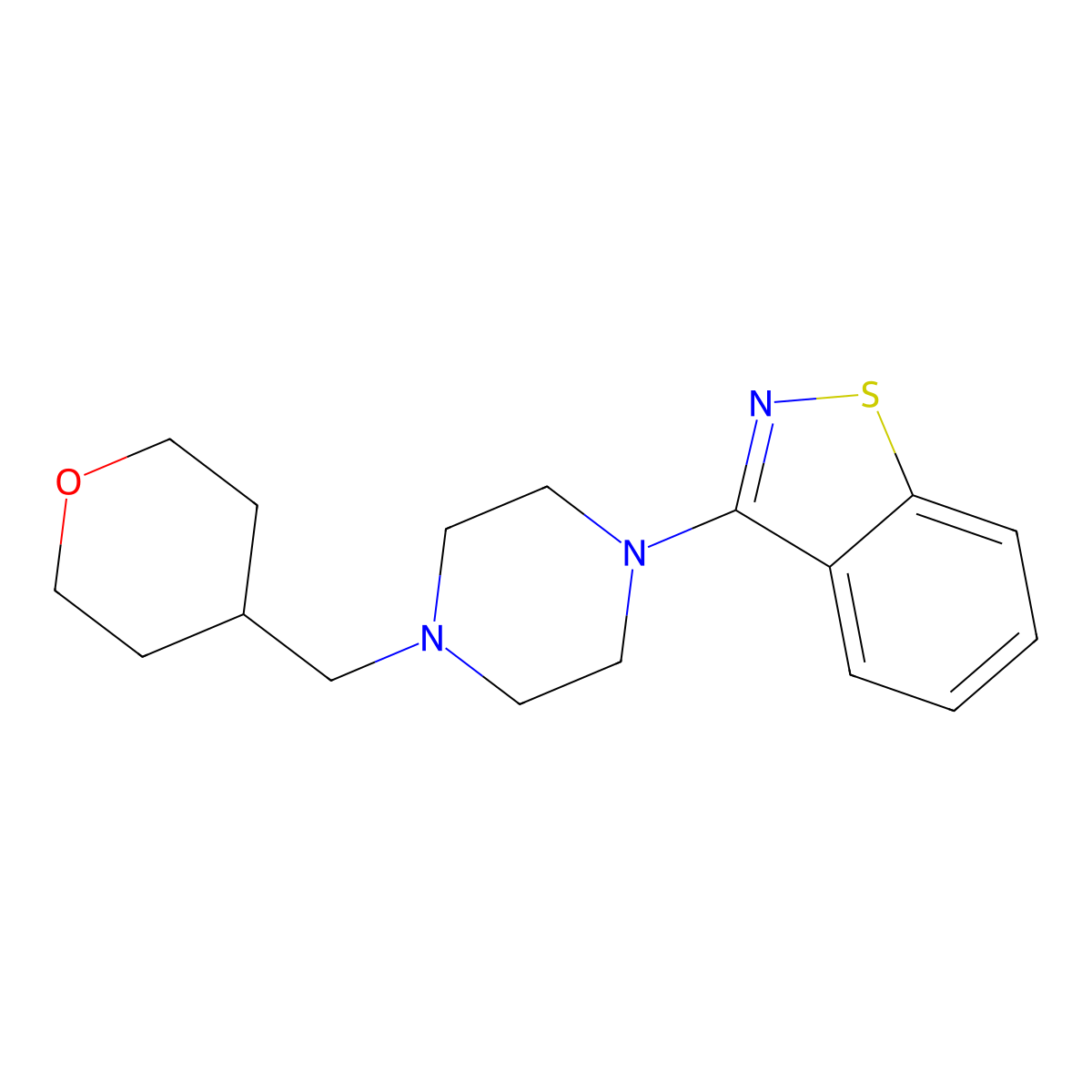 3-{4-[(Oxan-4-yl)methyl]piperazin-1-yl}-1,2-benzothiazole molecular structure, CAS 2322074-82-6