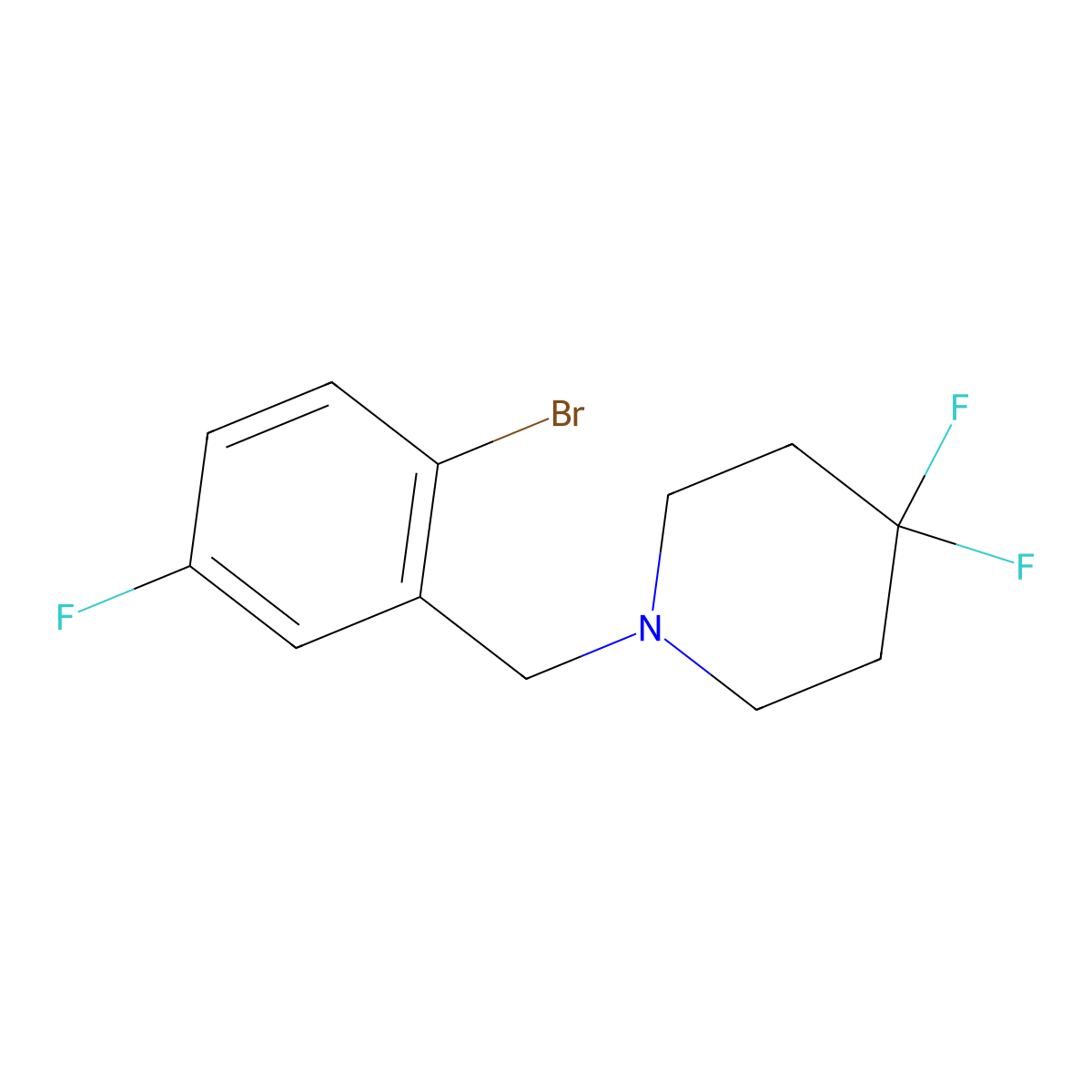 1-(2-Bromo-5-fluorobenzyl)-4,4-difluoropiperidine molecular structure, CAS 2322075-61-4