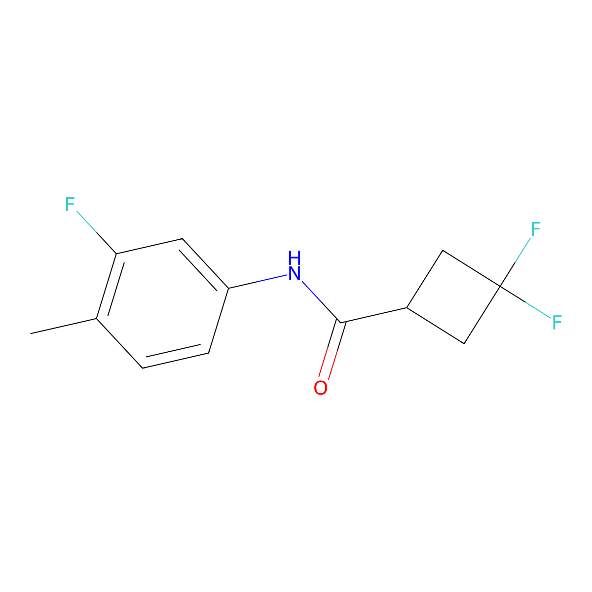 3,3-difluoro-N-(3-fluoro-4-methylphenyl)cyclobutane-1-carboxamide molecular structure, CAS 2322097-63-0