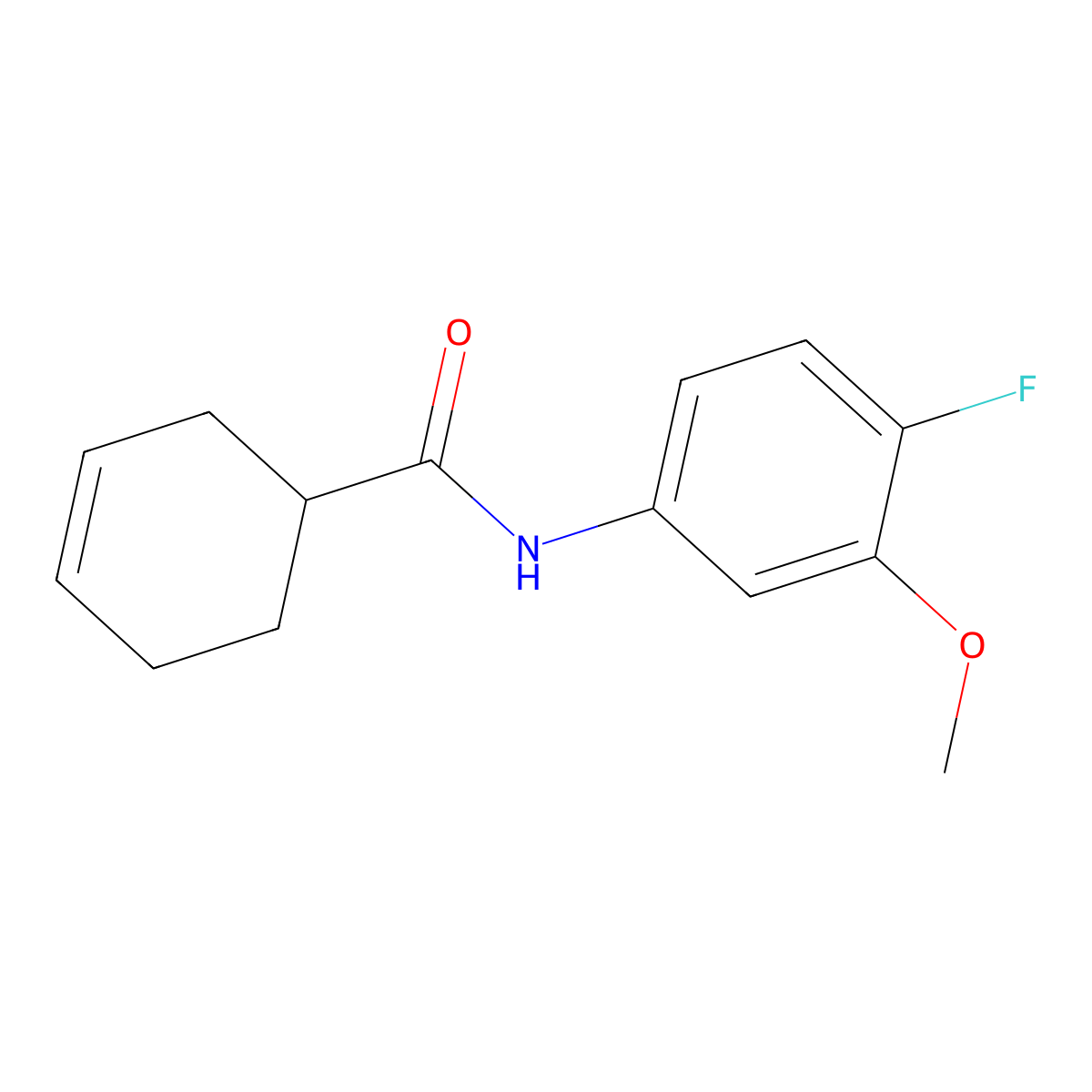 N-(4-fluoro-3-methoxyphenyl)cyclohex-3-ene-1-carboxamide molecular structure, CAS 2322098-14-4