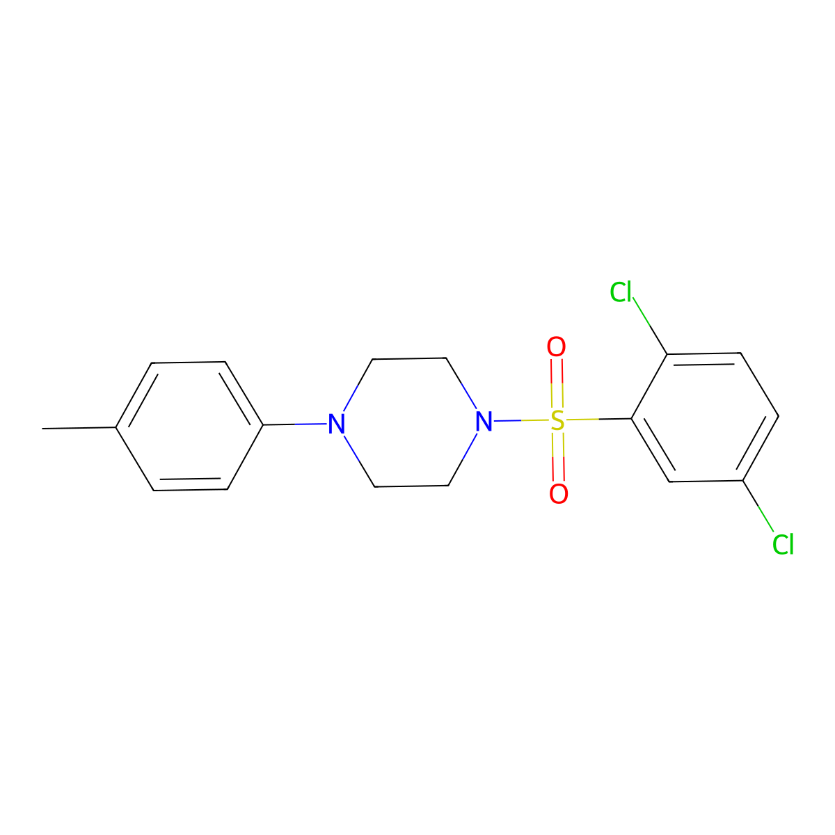 1-(2,5-Dichlorobenzenesulfonyl)-4-(4-methylphenyl)piperazine molecular structure, CAS 2322103-60-4