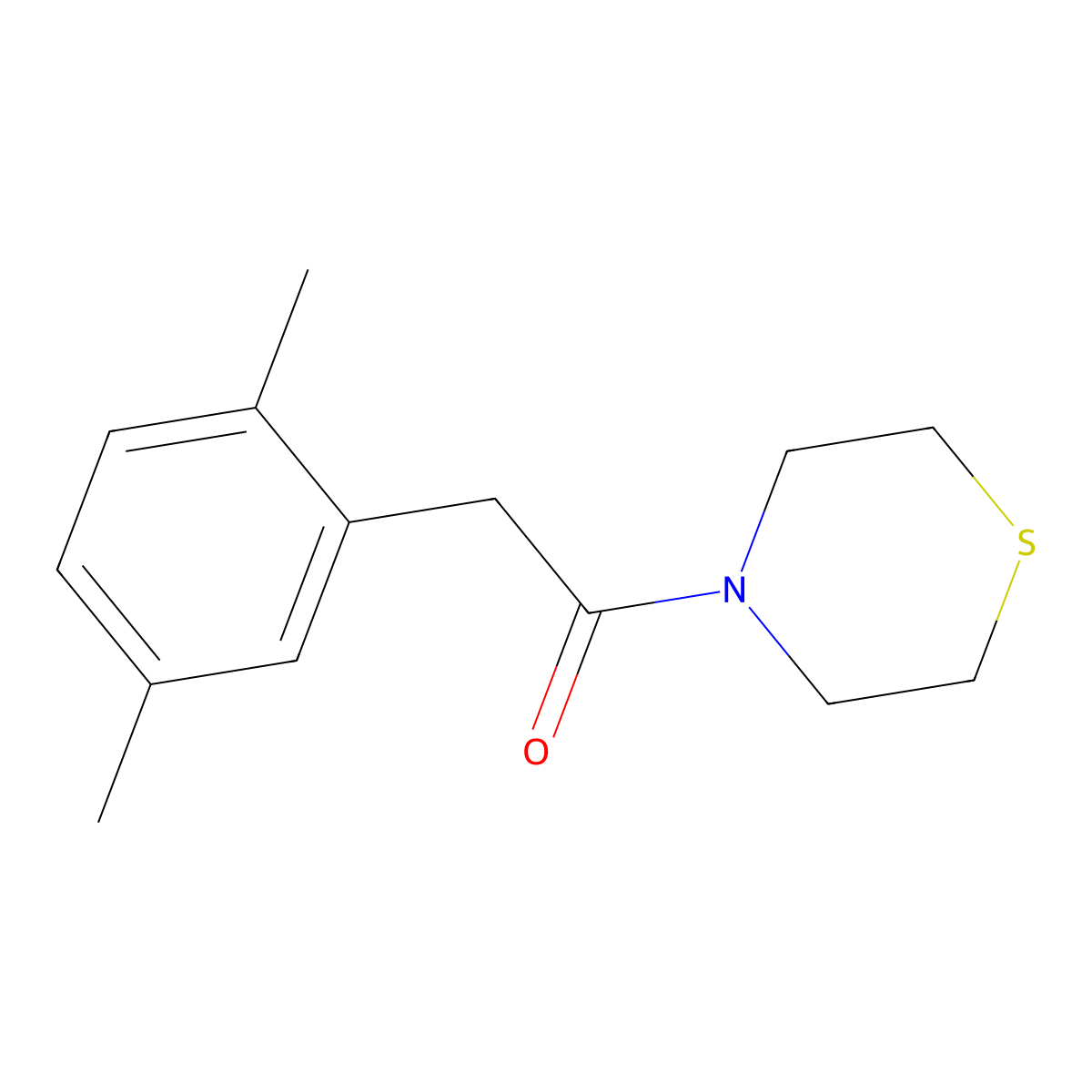 Ethanone, 2-(2,5-dimethylphenyl)-1-(4-thiomorpholinyl)- molecular structure, CAS 2322129-67-7