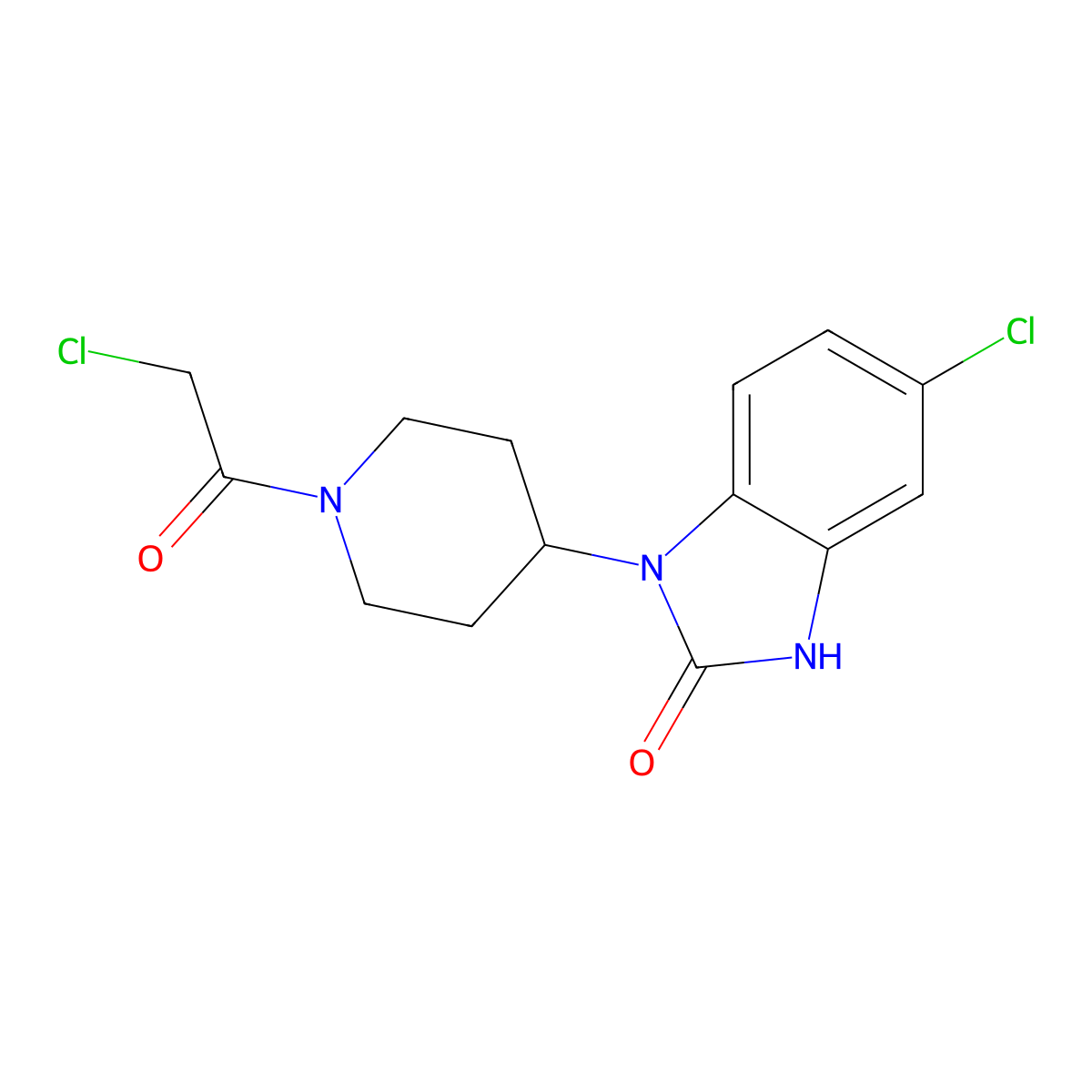 5-chloro-1-(1-(2-chloroacetyl)piperidin-4-yl)-1H-benzo[d]imidazol-2(3H)-one molecular structure, CAS 2322136-90-1