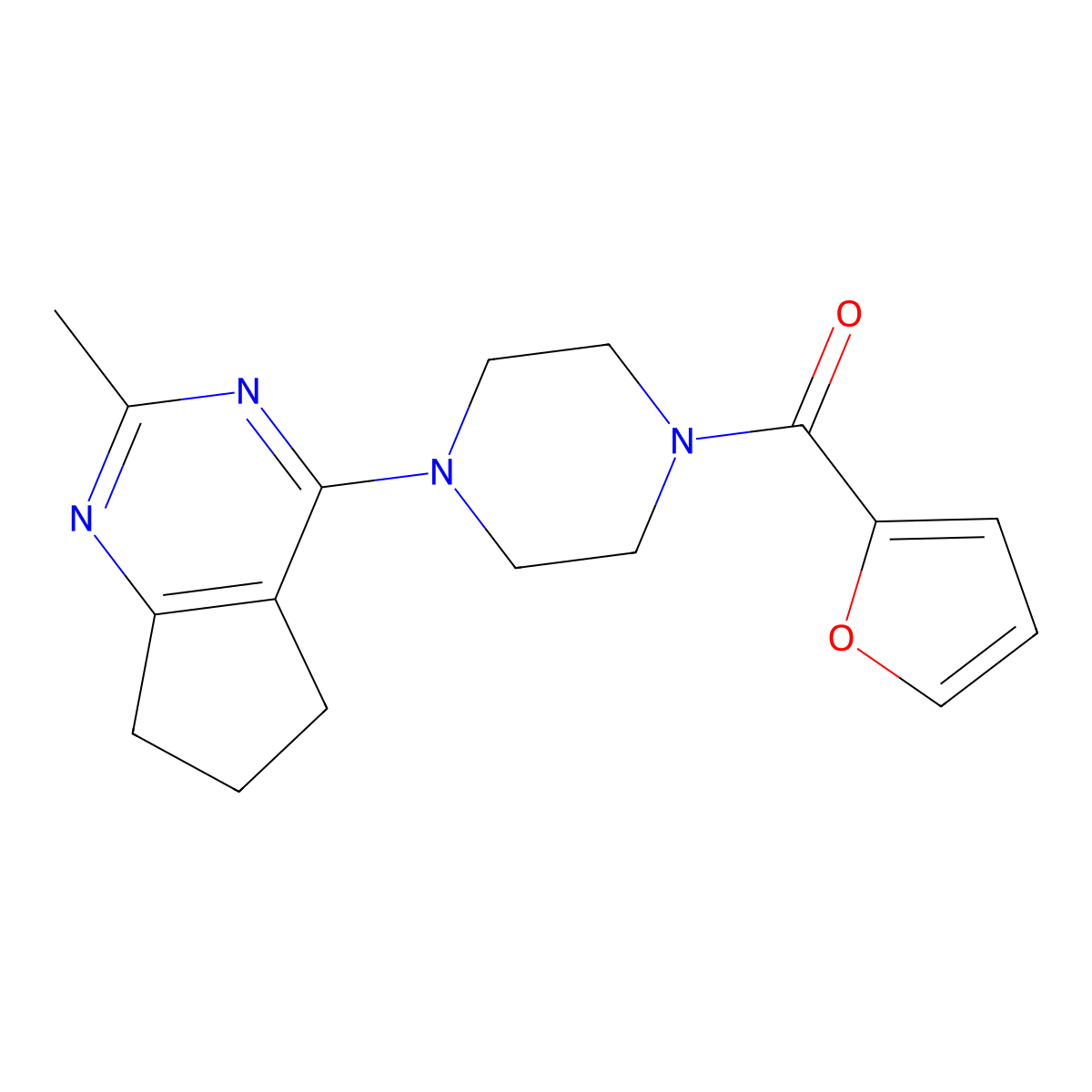 furan-2-yl-[4-(2-methyl-6,7-dihydro-5H-cyclopenta[d]pyrimidin-4-yl)piperazin-1-yl]methanone molecular structure, CAS 2322158-80-3