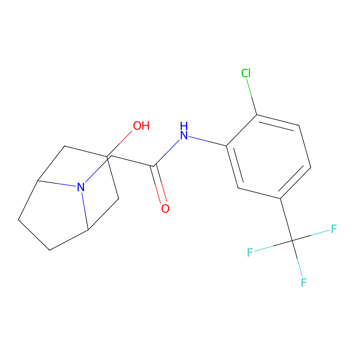 N-[2-chloro-5-(trifluoromethyl)phenyl]-2-{3-hydroxy-8-azabicyclo[3.2.1]octan-8-yl}acetamide molecular structure, CAS 2322159-33-9