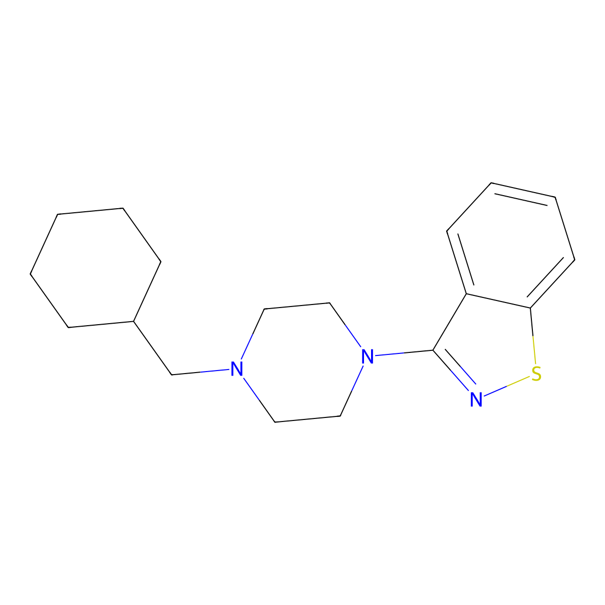 3-[4-(Cyclohexylmethyl)piperazin-1-yl]-1,2-benzothiazole molecular structure, CAS 2322166-99-2